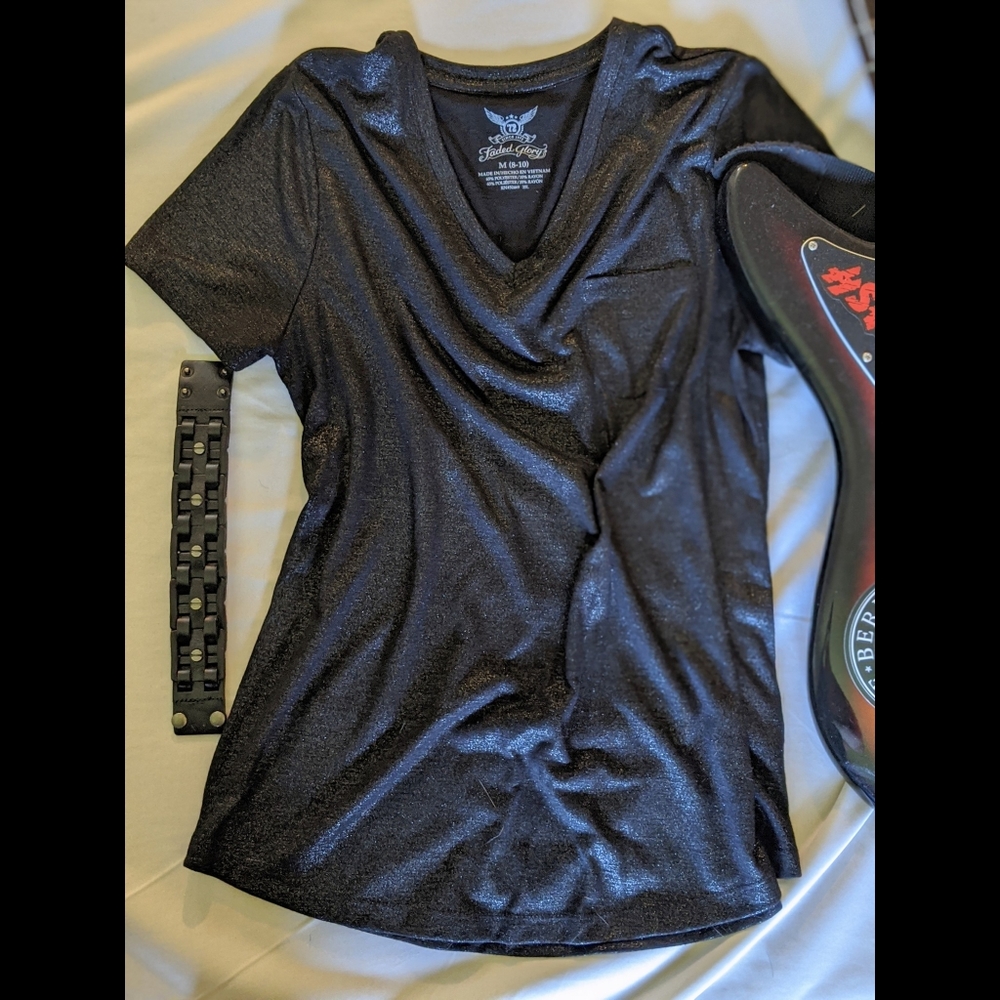 Metallic V-neck Tee NWOT